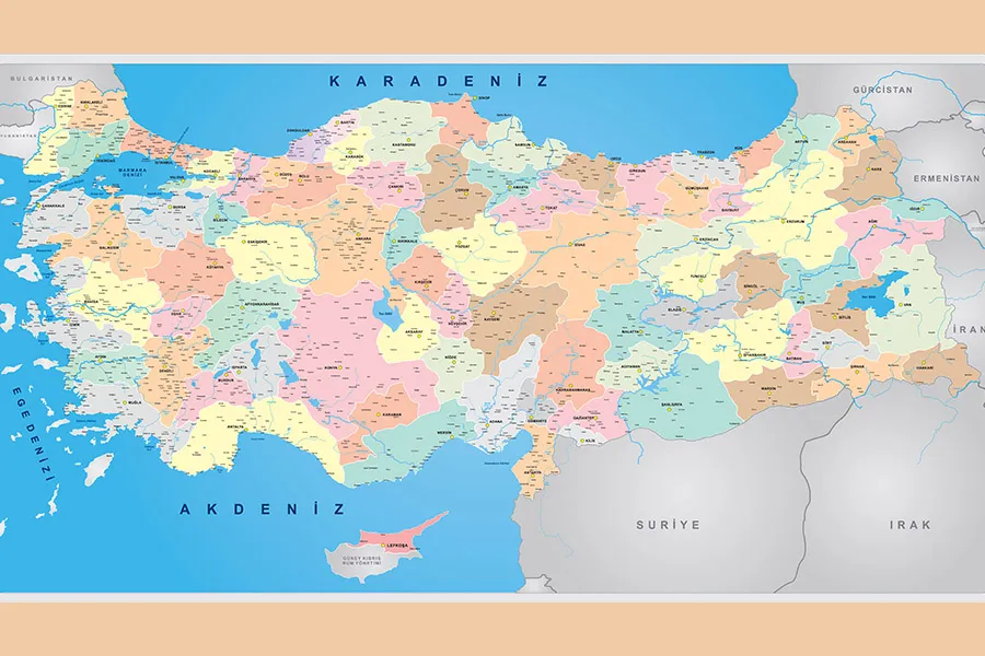 Türkiye Siyasi Haritası: İller, Bölgeler, Komşu Ülkeler